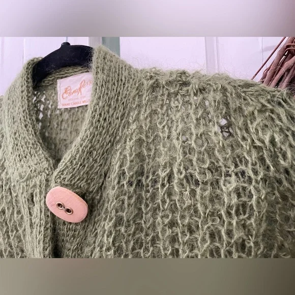 Elena Rossi Designs for Diane Carole Mills NY Vintage Green Cardigan Size Medium - Picture 9 of 11